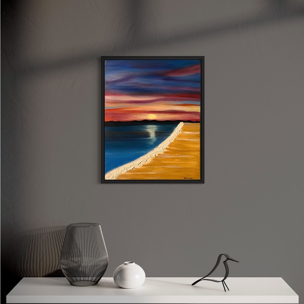 Sunset Original Art, Oil Painting on Canvas